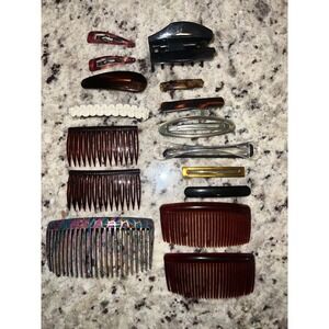 Lot Of Hair Twist Bun Side Comb Women Goody Tortoise Mia Barrette Made in France